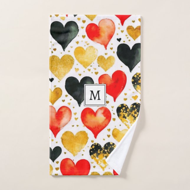 Corazones de amor San Valentín Romántico Patrón mo (Toalla de mano)