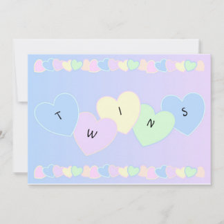 Corazones de anuncio de nacimiento de gemelos