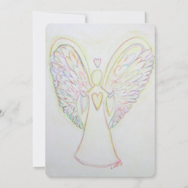 Corazones de Arcoíris Arte de Ángel Invitación Per (Anverso)