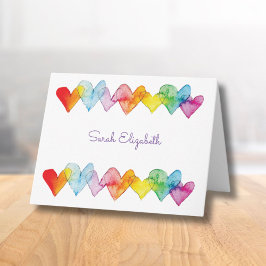 Corazones de arcoiris con color de agua personaliz