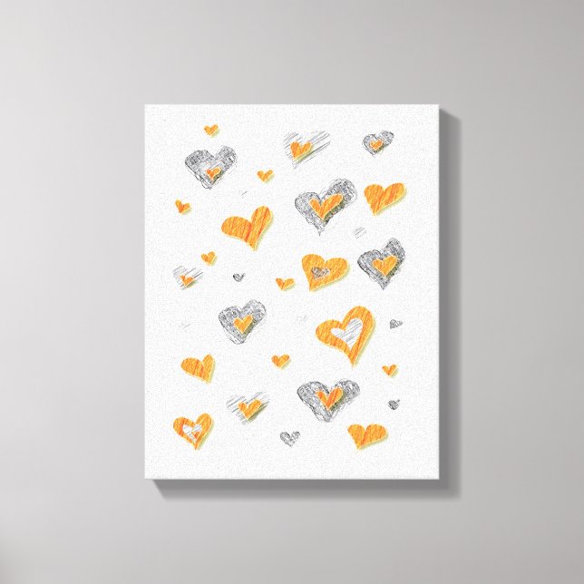 Corazones de Arte a Lápiz Envuelven Impresión en L (Anverso)