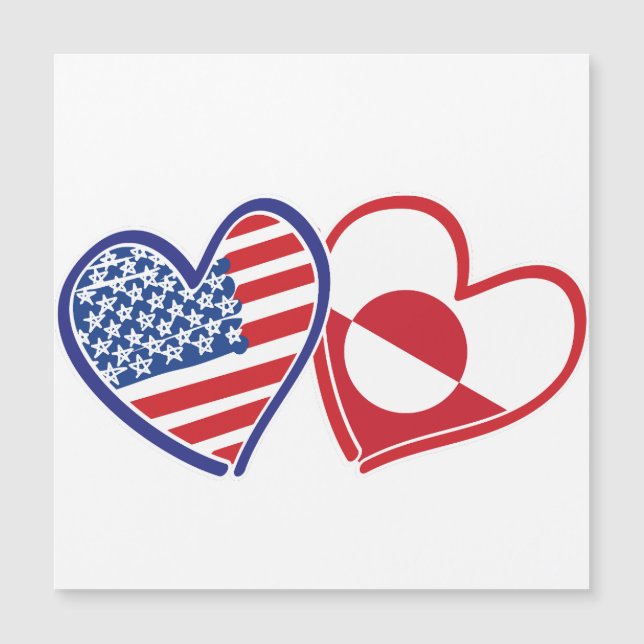 Corazones de banderas de EE. UU. y Groenlandia (Anverso)