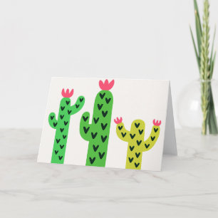 Corazones de Cactus Coloridos Tarjeta en Blanco pa