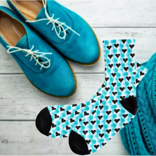 Corazones De Calcetines De La Tripulación Negra