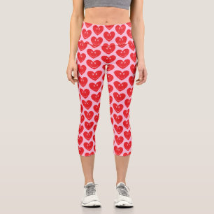 Corazones de cara felices Capri Leggings