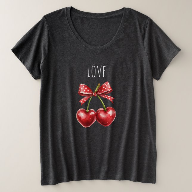 Corazones de Cereza con Lazo Rojo Amor (Anverso del diseño)