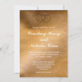 Corazones de cobre que casan invitaciones