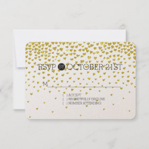 Corazones de Confetti de Oro RSVP