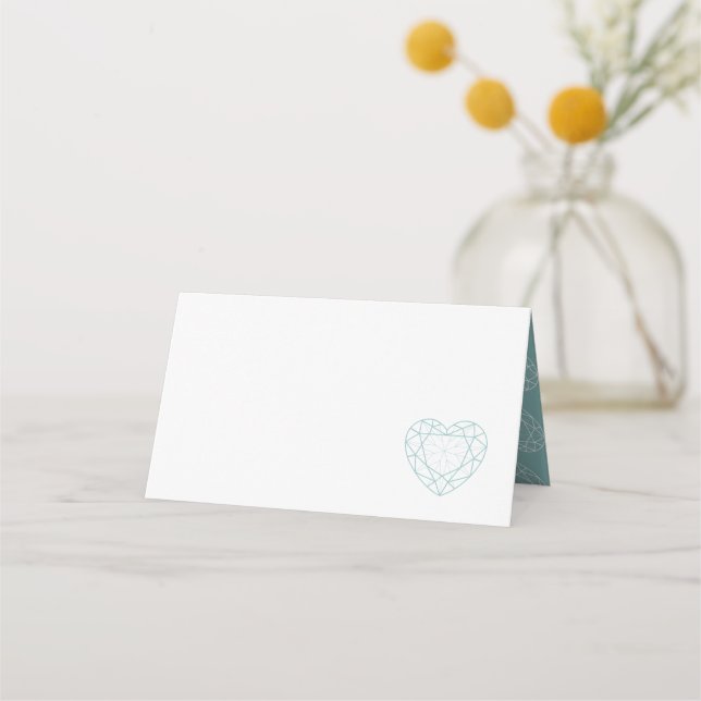 Corazones de diamantes aqua gris paja tarjetas de  (Reverso)