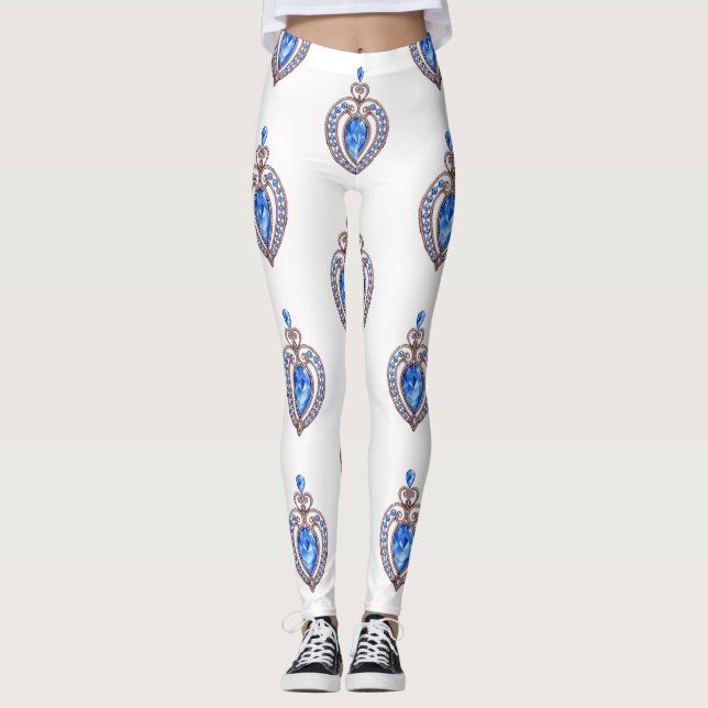 corazones de diamantes azules Leggings (Anverso)