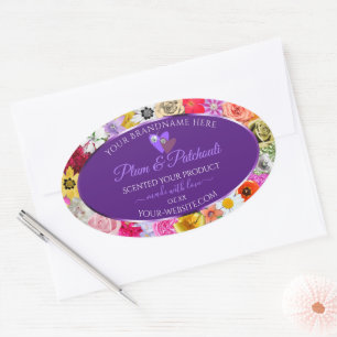 Corazones de etiquetas de producto púrpura de marc