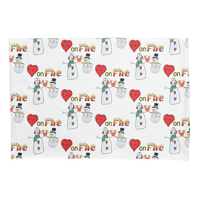 Corazones de Funda de almohada en el muñeco de nie (Anverso)