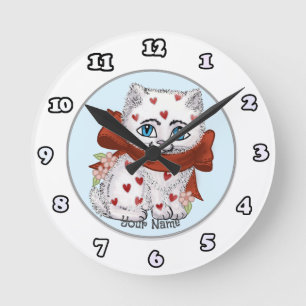 Corazones de gatito blanco relojes