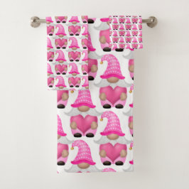 Corazones de gnomos rosados bosque escandinavo lin