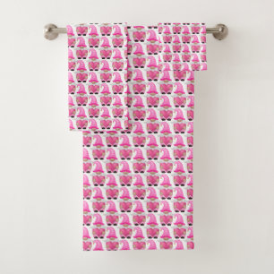 Corazones de gnomos rosados bosque escandinavo lin