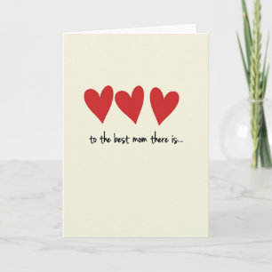 Corazones de grana Tarjeta de la mejor madre