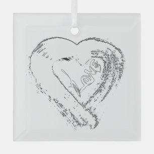 Corazones de la Luna Amor Ornamento de vidrio