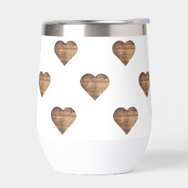 Corazones de madera marrón rústica simétricos gran