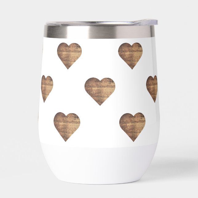 Corazones de madera marrón rústica simétricos gran (Izquierdo)