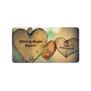Corazones de madera rústicos - etiquetas de