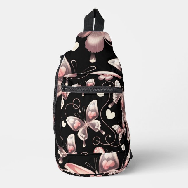 Corazones de mariposa Diseño Bolsa de honda (Anverso)