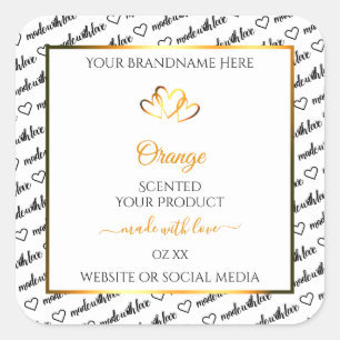 Corazones de Naranja de etiquetas de productos de 