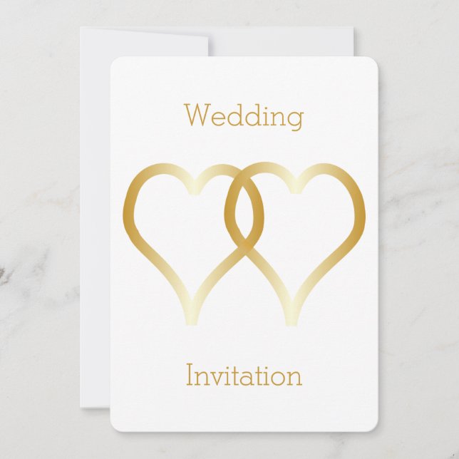 Corazones de oro de la invitación a la boda (Anverso)