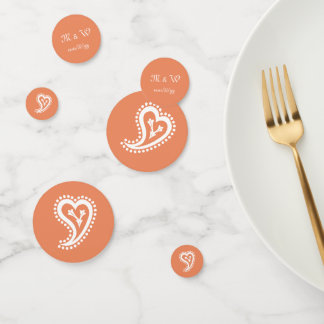 Corazones de paisley dulce en confetti de mesa de 