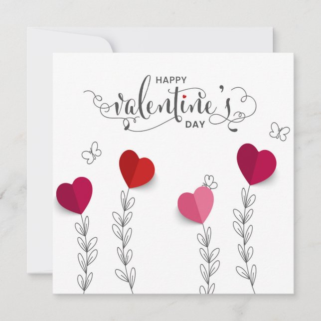 Corazones de papel de San Valentín - Tarjeta de va (Anverso)