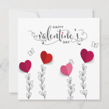 Corazones de papel de San Valentín - Tarjeta de va