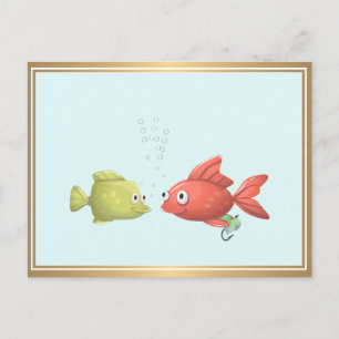 Corazones de peces pequeños y postal de ganchos
