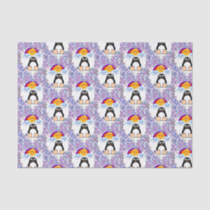 Corazones de pingüino de papel de tejido el día de