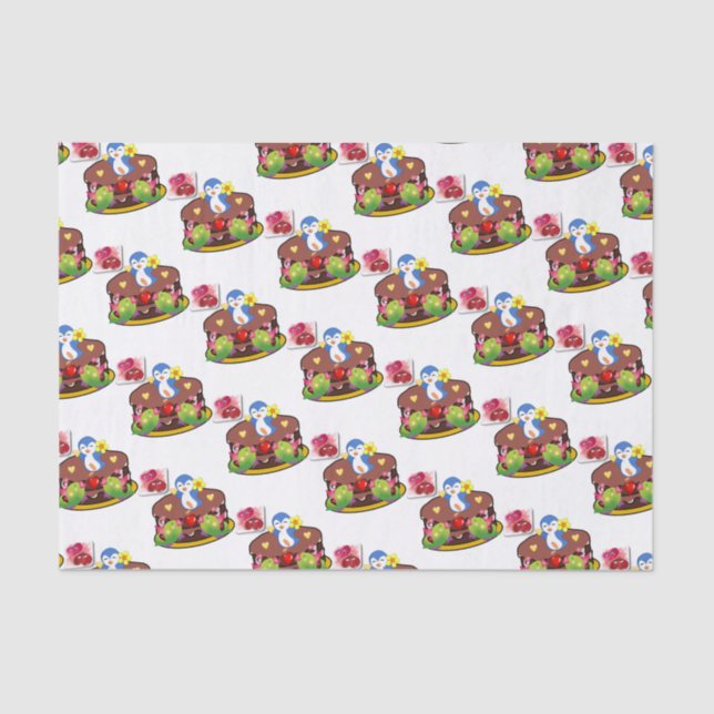 Corazones de pingüino de papel de tejido el día de (Anverso)