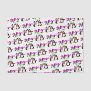 Corazones de pingüino de papel de tejido el día de