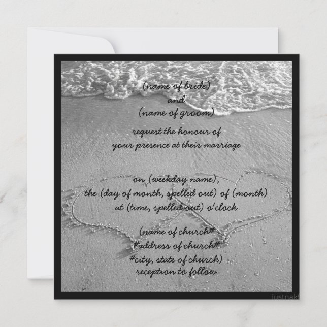 corazones de playa bw i Invitación (Anverso)