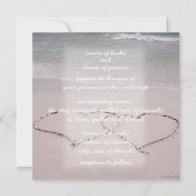 corazones de playa Invitación (Anverso)