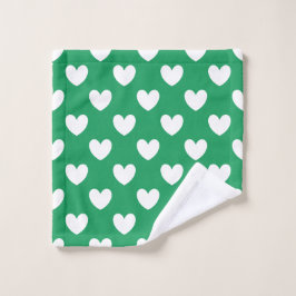 Corazones de polka blanca en Kelly Green