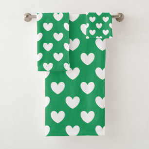 Corazones de polka blanca en Kelly Green