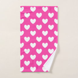 Corazones de polka blanca en rosa fucsia