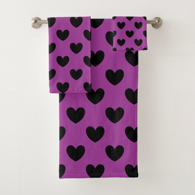 Corazones de polka negra en morado (In situ)