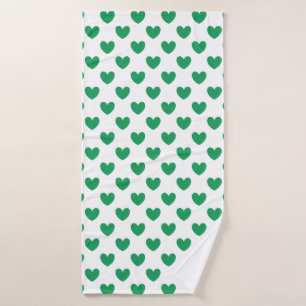 Corazones de polka verde de Kelly en blanco