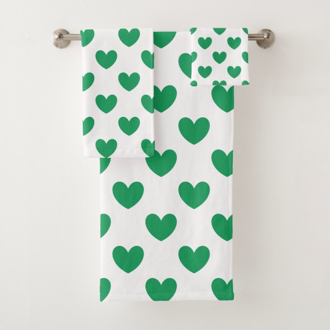 Corazones de polka verde de Kelly en blanco (In situ)