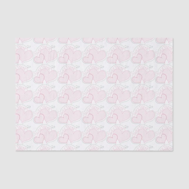 Corazones de punto cruzado Papel de tejido (Anverso)