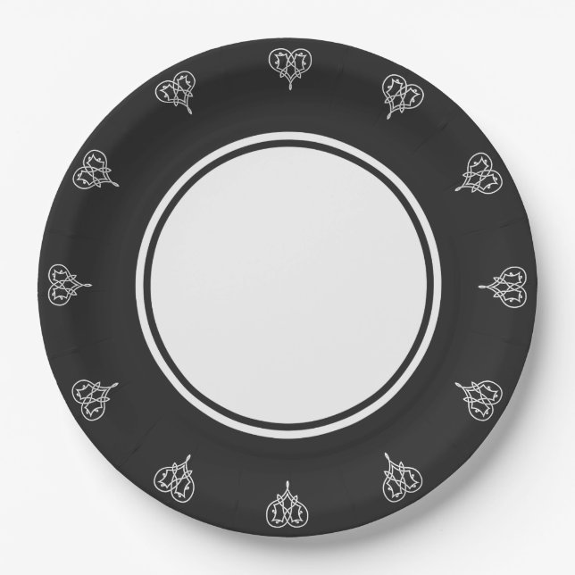 Corazones de Tejido Celta en Plato de Papel Negro (Anverso)