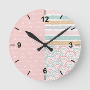 Corazones de trazo lindo Lluvias - Reloj de pared 