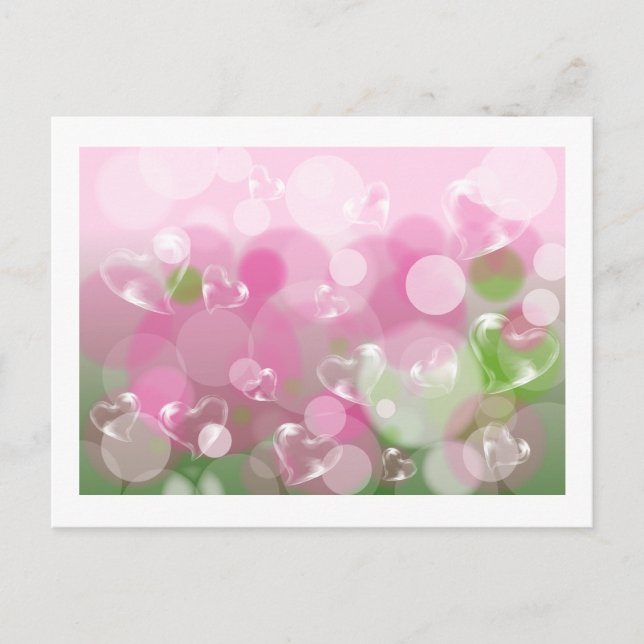 Corazones de vidrio San Valentín postal (Anverso)