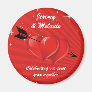 Corazones del amor con el imán del aniversario de