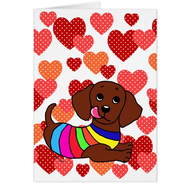 Corazones del dibujo animado 1 del Dachshund (Frente)