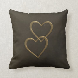 Corazones del oro en la almohada de tiro cuadrada