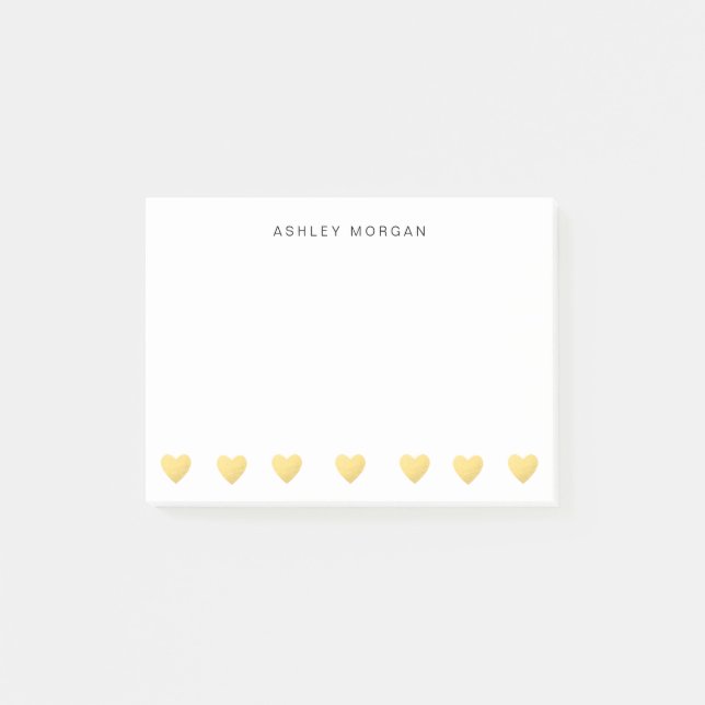 Corazones del oro y notas personalizadas nombre (Anverso)
